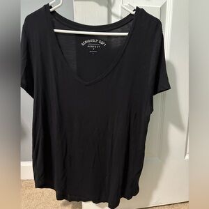 Aeropostale Black V-Neck Short Sleeve Tee